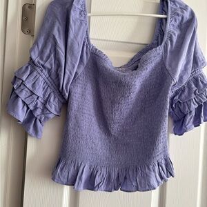 Altar’d State Lavender Ruffle Sleeve Smocked Top